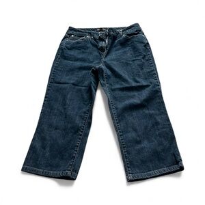 🔹DANA BUCHMAN: Women’s 14, blue casual jean capris w/pockets, preowned🔹